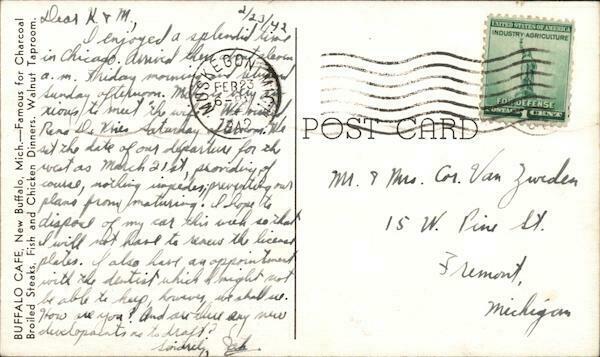 Buffalo Cafe - Postcard Photo (newer photo)